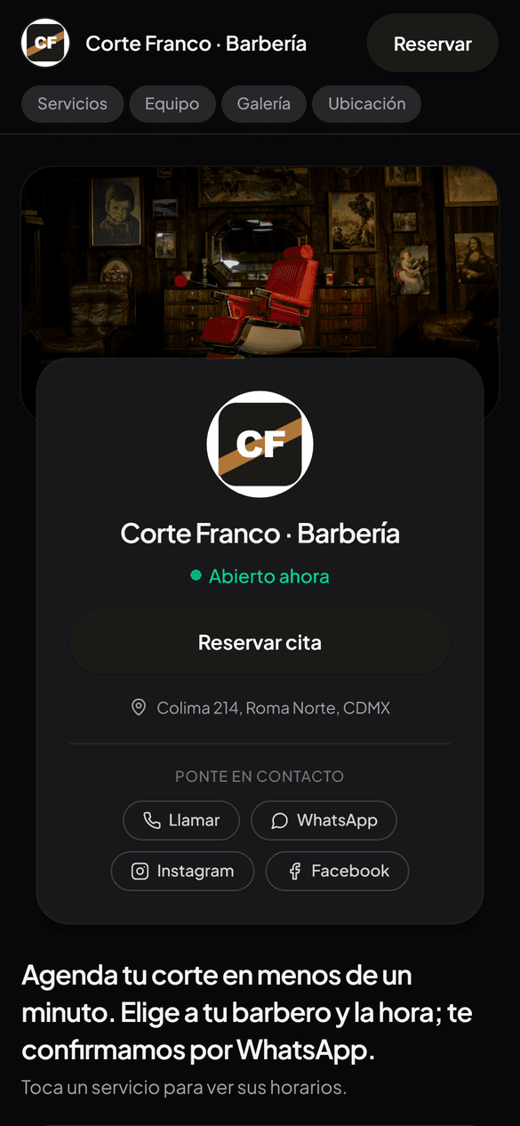 KLERO en el celular, para barbería o estética